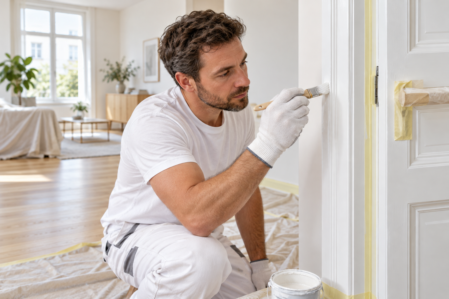 Illustration : peinture des boiseries au pinceau